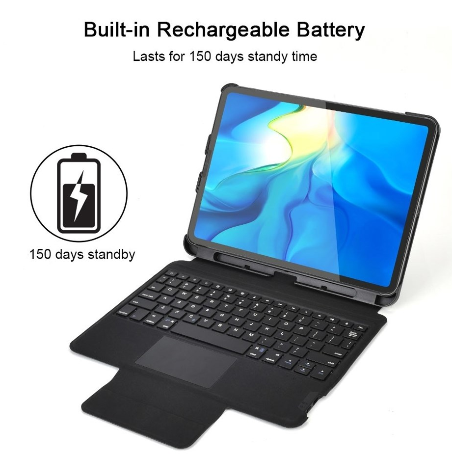 Case bao da bàn phím không dây Bluetooth trang bị touchPad cho iPad Pro 11 2021 Chip M1 / 2020 / Air 4 hiệu CHOETECH BH-012 (cảm ứng mượt mà, gập nhiều hướng, có ngăn đựng bút cảm ứng) - hàng nhập khẩu