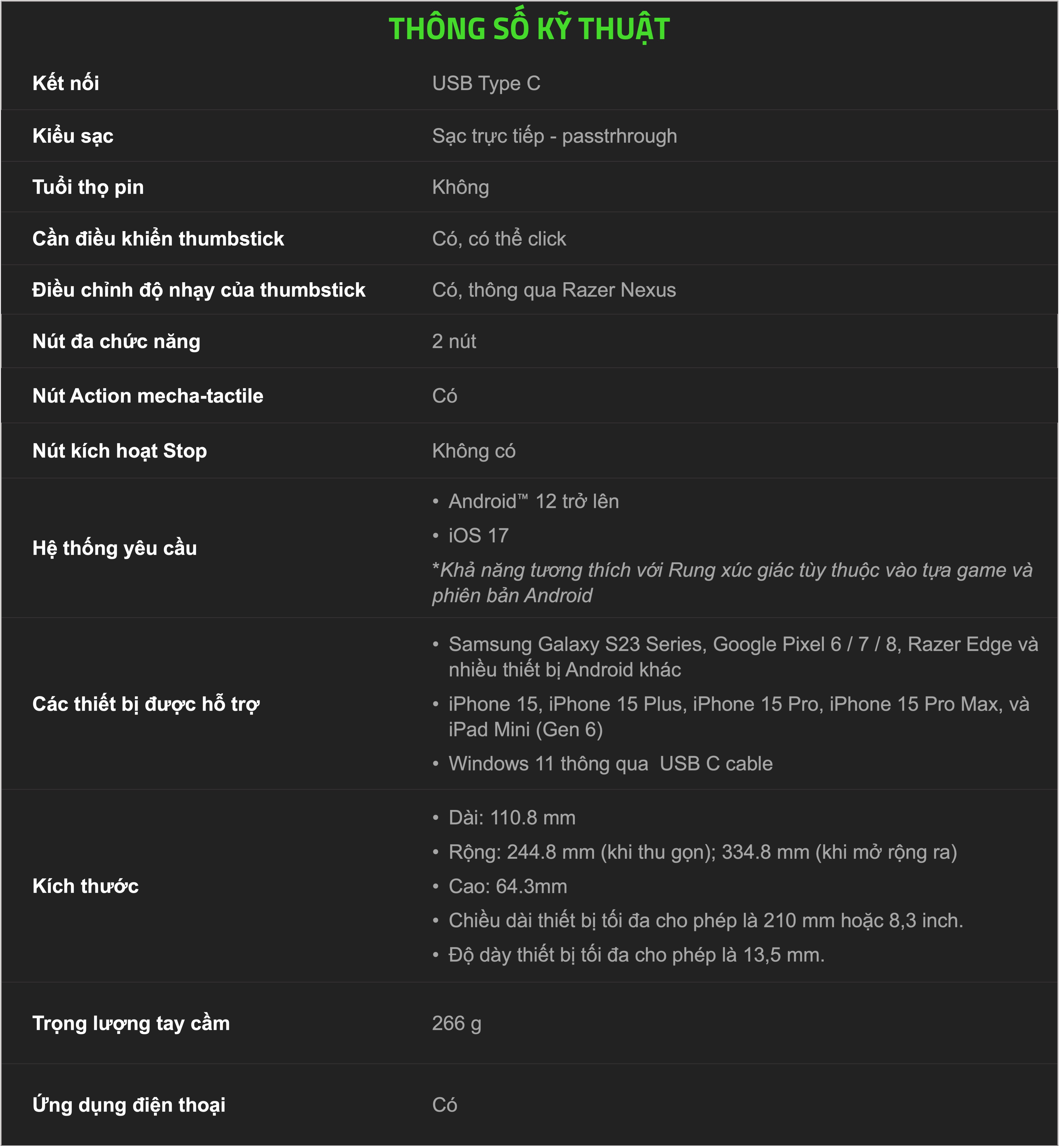 Razer Kishi Ultra - Tay Cầm Chơi Game dành cho thiết bị iPhone, Android và iPad Mini - Hàng chính hãng
