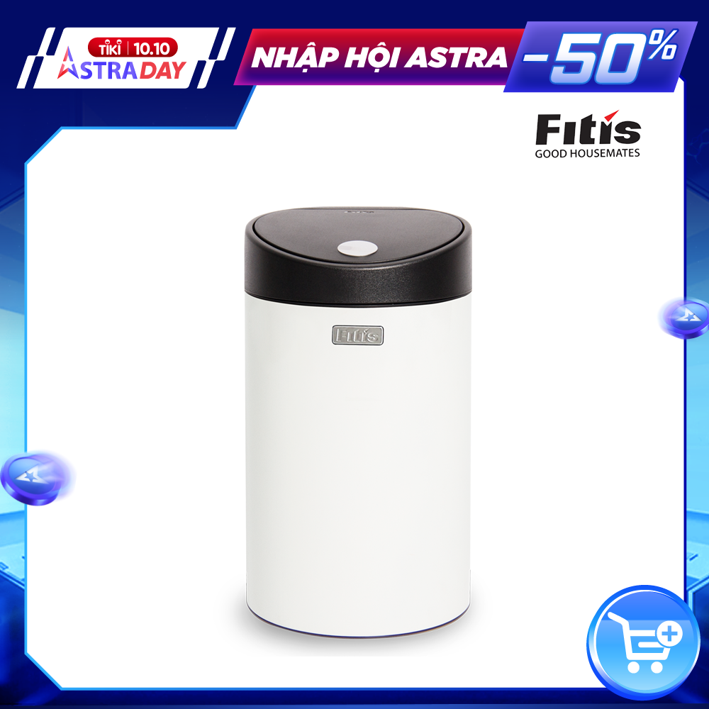 Thùng rác inox FITIS nhấn tròn nhỏ RTS1-904 - trắng - 12L