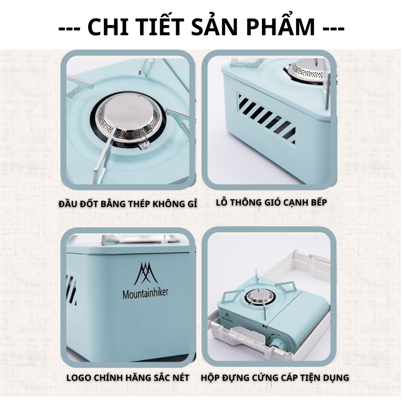 [KÈM HỘP] Bếp Gas Mini Dã Ngoại Mountainhiker Màu Pastel Hàn Quốc Nhỏ gọn Tiện lợi Du lịch Camping Cắm trại BG004