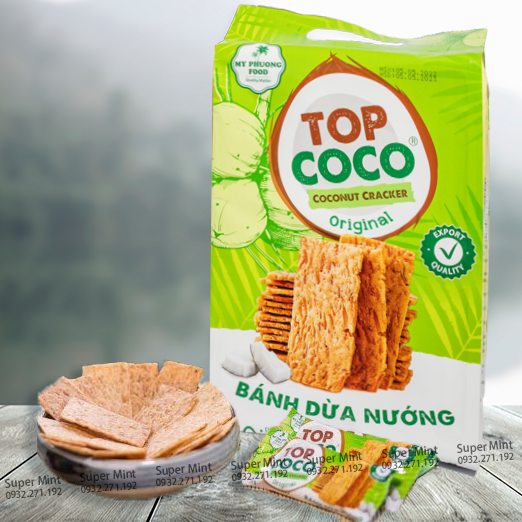 Bánh dừa nướng Topcoco -Túi cực đại Cao cấp 250g - Bánh ăn vặt - Quà biếu sang trọng