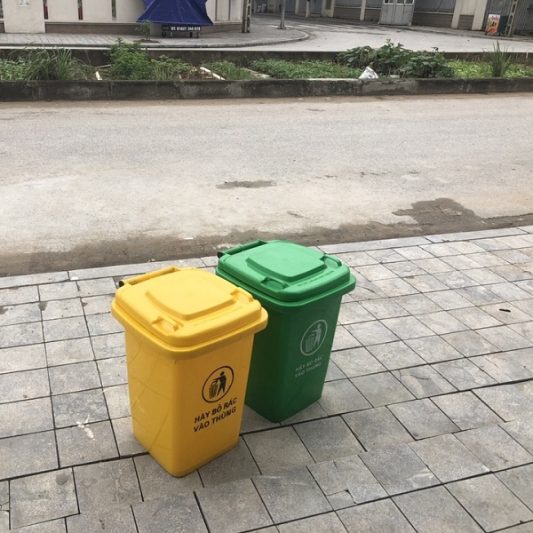 Thùng rác 60lit nhựa HDPE, thùng đựng rác hộ gia đình, thùng rác công cộng