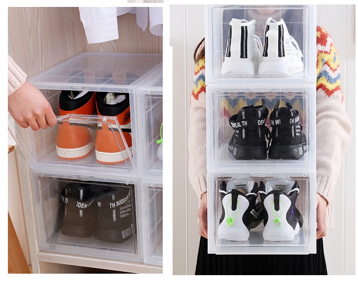 Combo 3 hộp đựng giày sneaker cửa mở nam châm , trọng lượng 1000gr, tháo lắp dễ dàng | tặng kèm gói hút ẩm