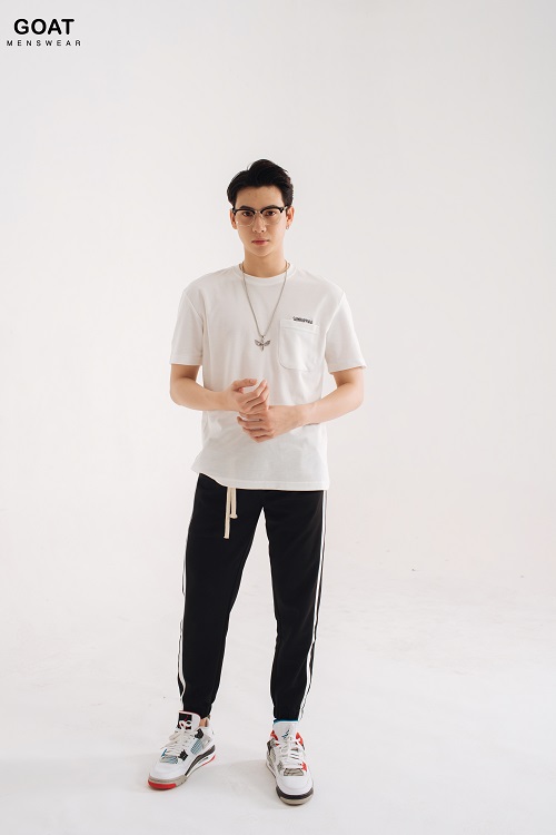 Áo Thun Nam Tay Ngắn In Chữ Phối Túi Trẻ Trung GOAT MENSWEAR