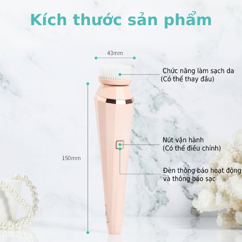 Máy rửa mặt massage kết hợp tẩy trang đa năng 4 in 1 - HACHIKA