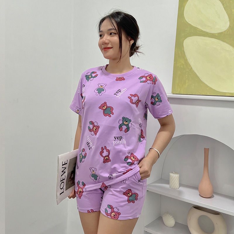 Đồ Bộ Nữ mặc nhà quần đùi dễ thương cotton DN3 - Set bộ ngủ thun cotton - Bộ đồ nữ mặc nhà