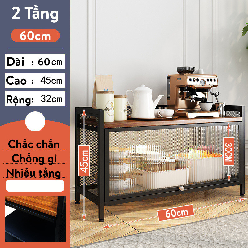 Kệ nhà bếp, tủ nhà bếp nhiều tầng khung sắt sơn tĩnh điện vô cùng chắc chắn, bền bỉ