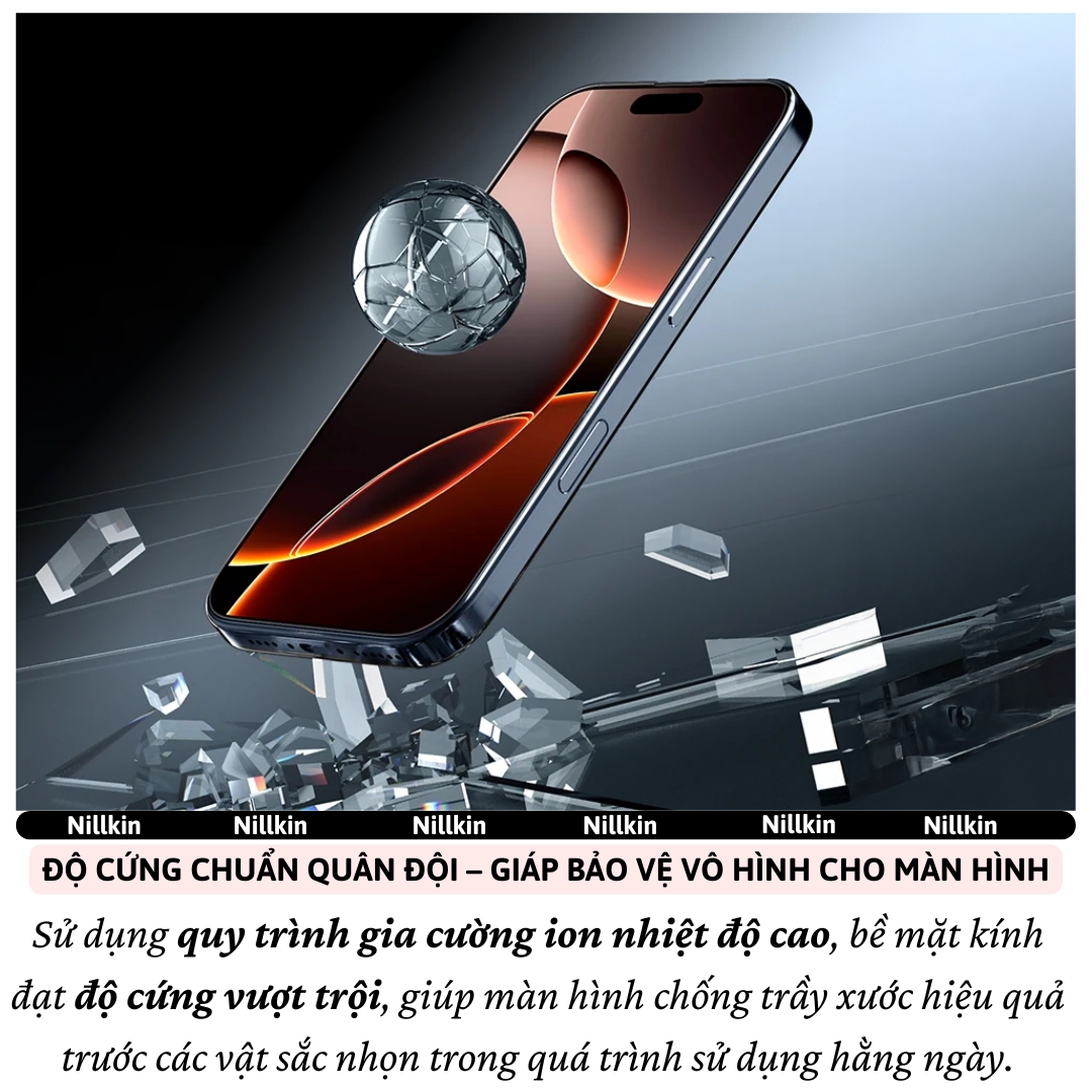 Kính cường lực khung dán Curved 3D Chống chói NanoClear AR Coating Nillkin H+ PRO AR cho iPhone 17 Pro Max / Air - độ mỏng 0.2 mm chống bể chống bụi chống va đập màn hình, khung hỗ trợ dán - Hàng nhập khẩu