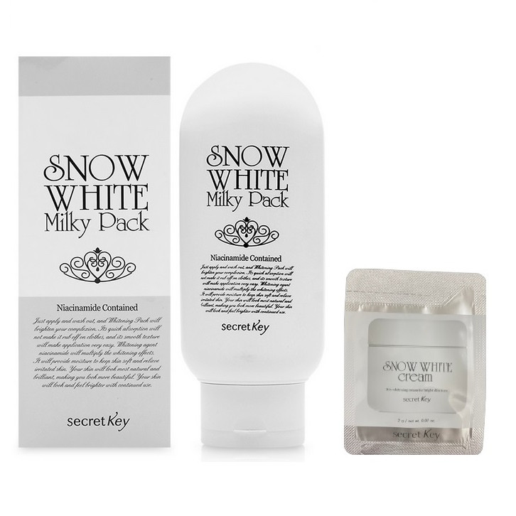 Kem Làm Trắng Mặt Và Toàn Thân Secret Key Snow White Milky Pack 200g + Tặng kèm mẫu thử kem trắng da mặt Snow White 2g