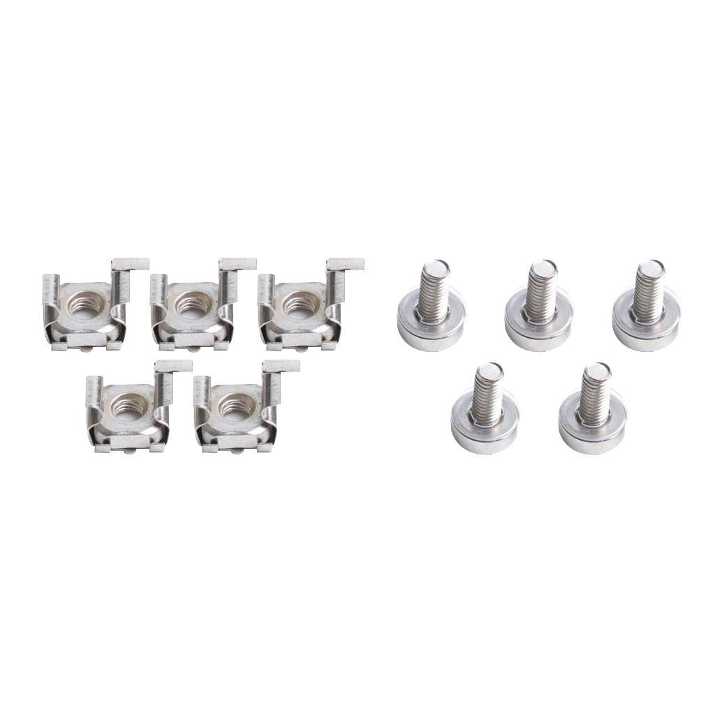 5  Lot - M6*20 Rack Mount Cage Nuts & Screws w/ Washers - Square