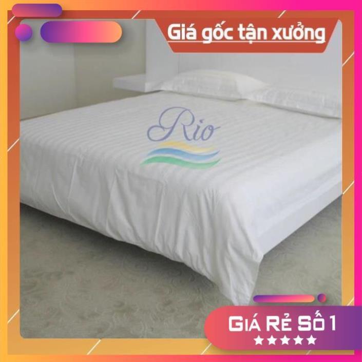 Bộ drap khách sạn cotton T300 trắng sọc