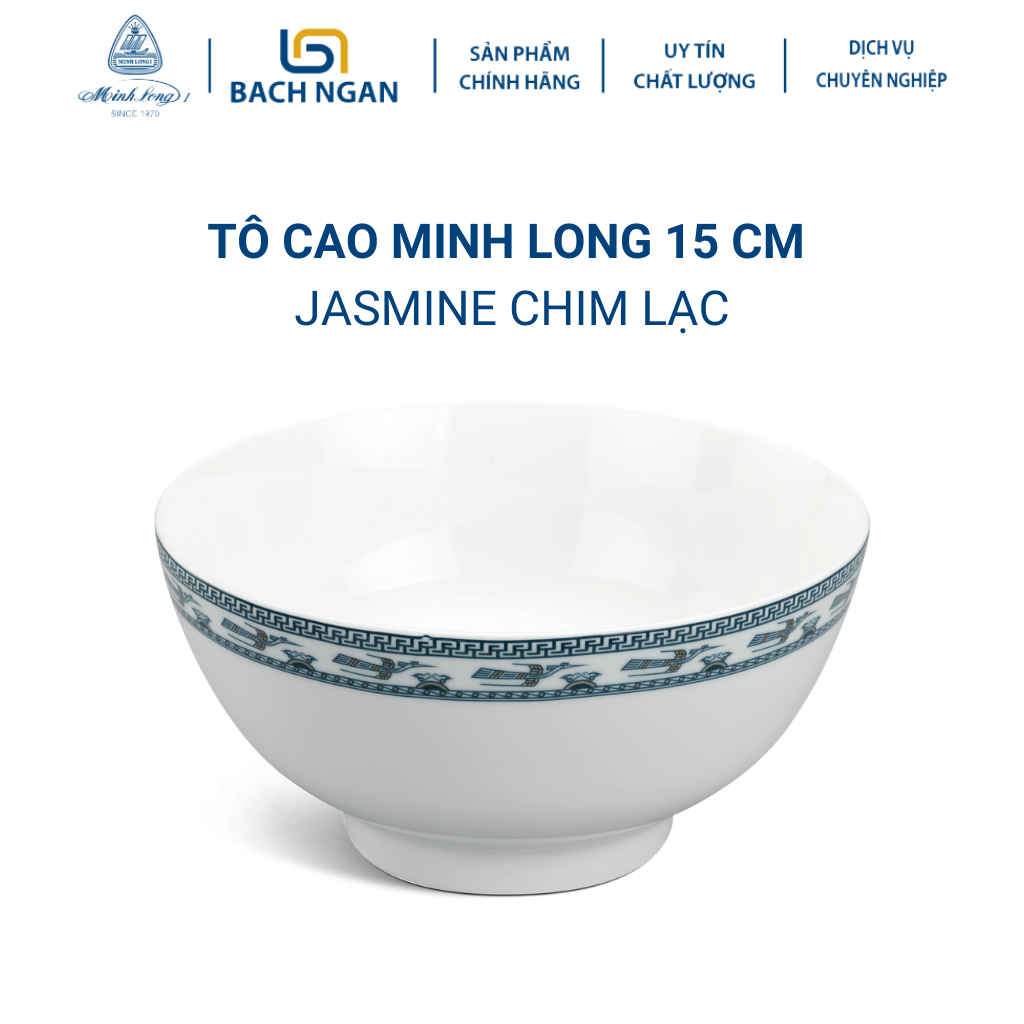 Tô Cao Minh Long 15 cm Jasmine Chim Lạc Bằng sứ, Hàng Đẹp, Cao Cấp, Dùng Trong Gia Đình, Đãi Khách, Tặng Quà Tân Gia