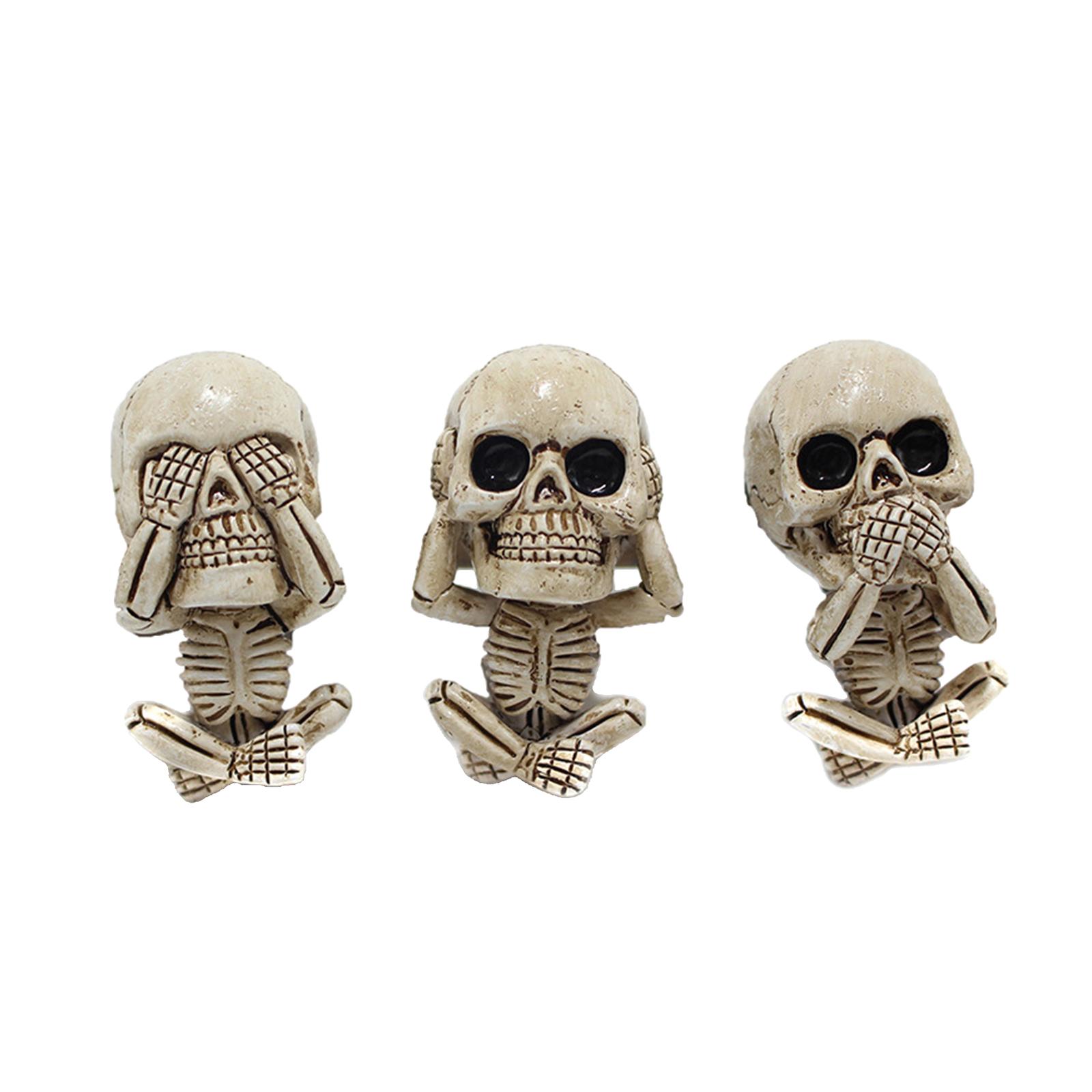 3pcs Car Air Vent Mount Resin Skull Statue Air Freshener Skeleton Ornament