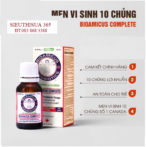 Men vi sinh 10 chủng Bioamicus 10ml nhập khẩu Canada