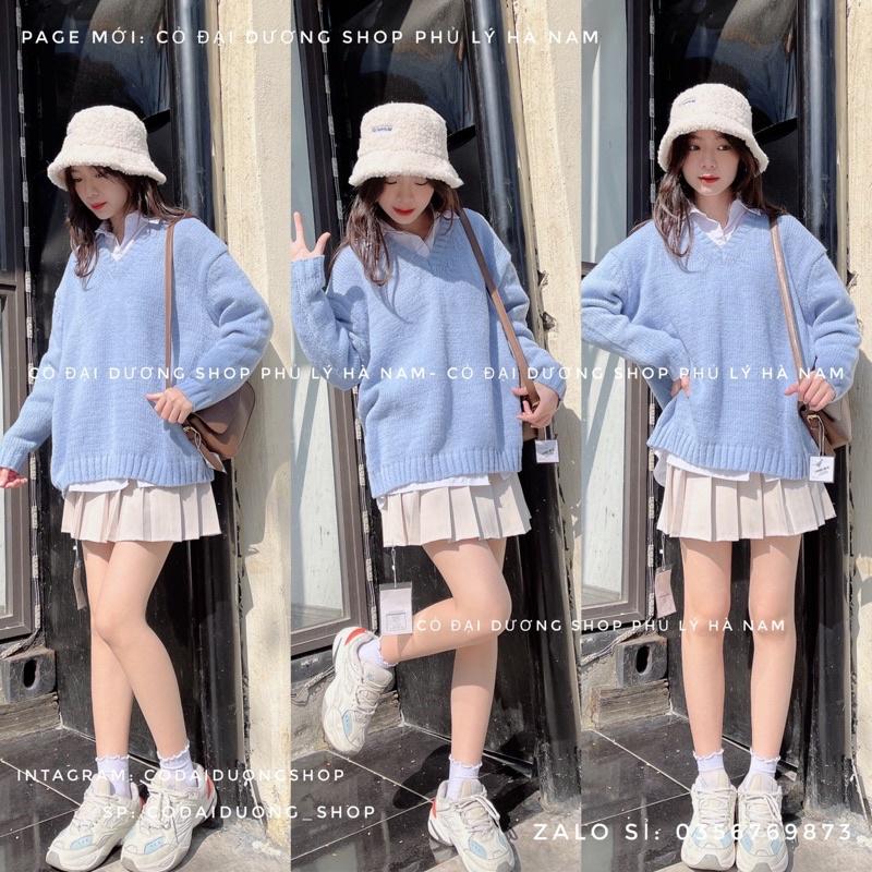 Áo len thừng cổ v
