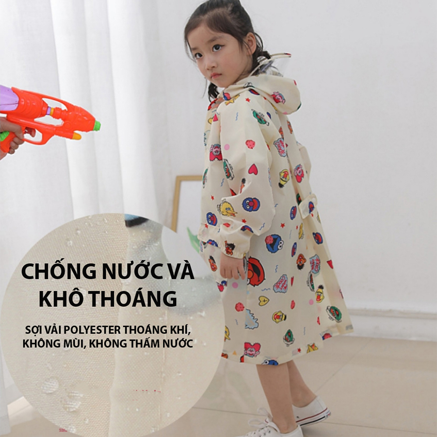 Áo Mưa Cao Cấp Cho Bé Đi Học, Đi Choi hay Dã Ngoại . Áo Mưa Vải Polyester Chống Nước, Thoáng Khí, Bền Bỉ