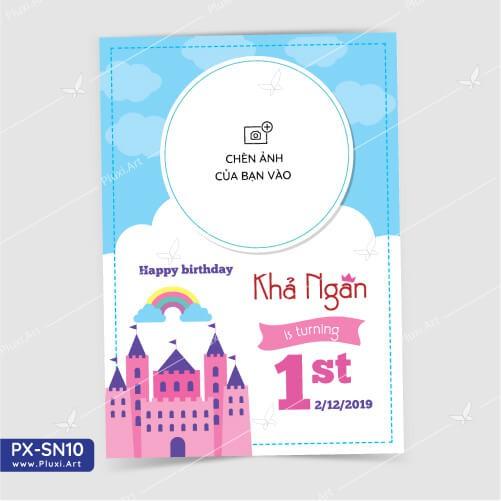 Thiệp thôi nôi – sinh nhật theo yêu cầu Pluxi
