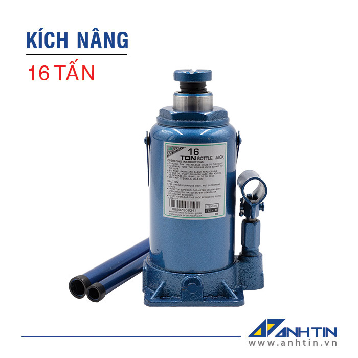Con đội 16 tấn | Kích nâng xe ô tô xe tải | Kích nâng thủy lực 16 tấn | Chiều cao nâng 125mm | Chiều cao ren 60mm