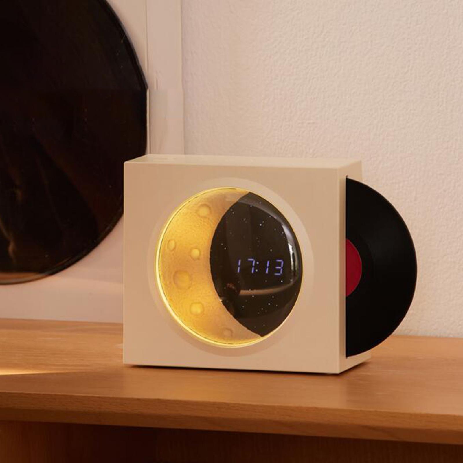 Vinyl Player Speaker, Speaker with Clock HiFi Sound Night Light Sound Box 360° Stereo Sound Vintage Portable Speaker for Home, Office, Party