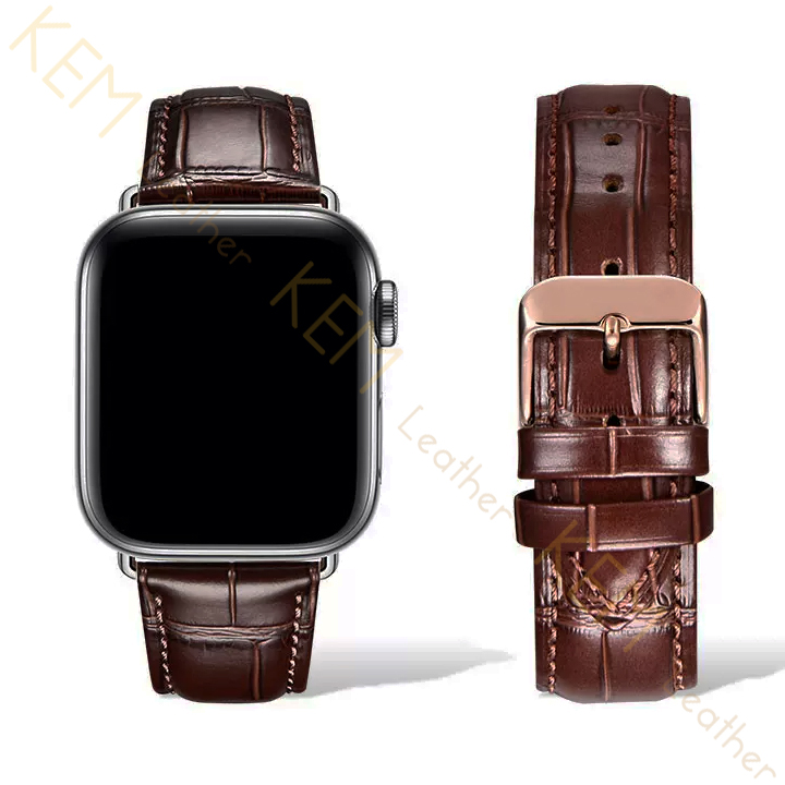 Dây Đồng Hồ Thay Thế Dành Cho Apple Watch 48 Ultra 45/44/42mm - 41/40/38mm, Chất Liệu Da Cá Sấu Cao Cấp Màu Nâu Tương Thích Các Phiên Bản Series 8/7/6/5/4/3/2/1/SE Bảo Hành 12 Tháng