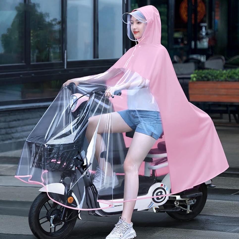 Áo Mưa Cánh Dơi Size 5XL To Dày Mẹ Con Phía Trước Trong Suốt Che Phủ Toàn Thân Kèm Kính Chắn Mưa Tiện Dụng