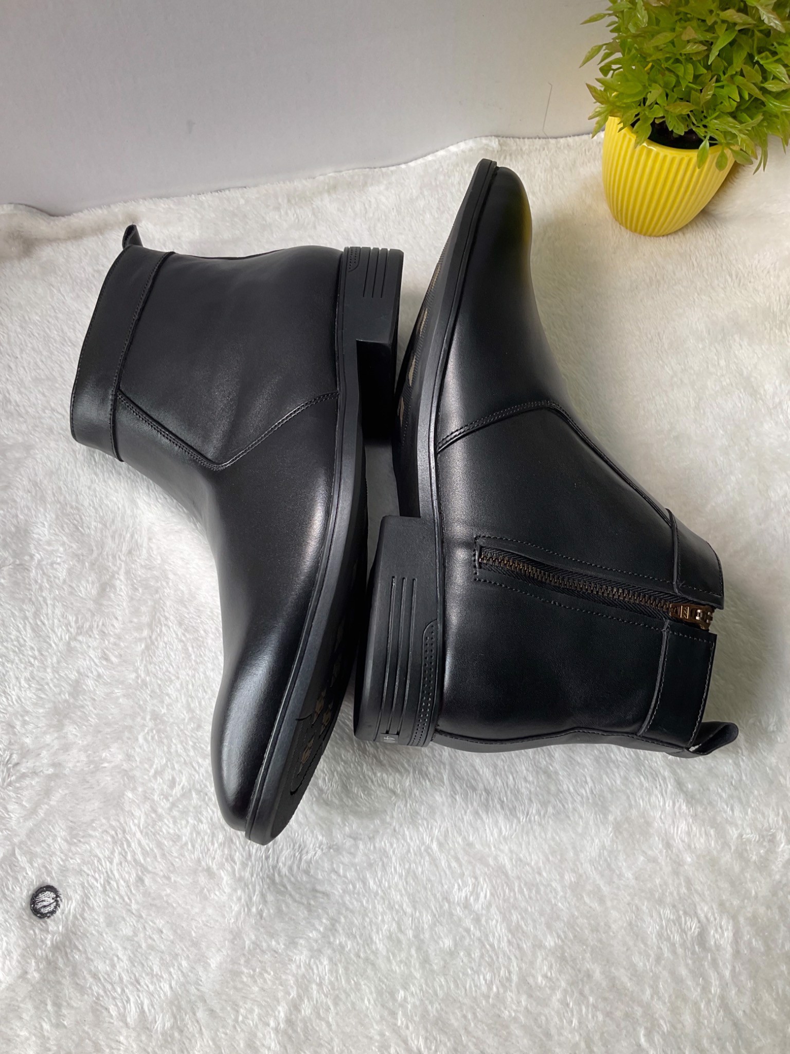 Giày Boots  nam cổ lửng da bò cao cấp màu đen -BT61 siêu mềm êm chân