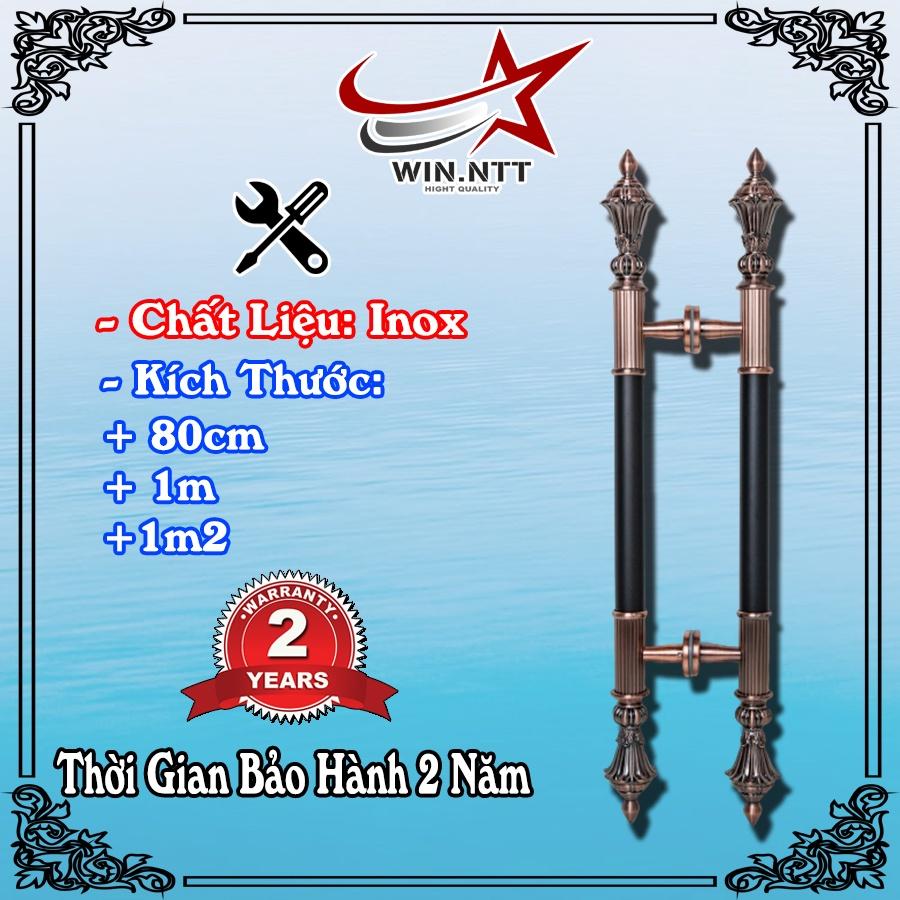 Tay Nắm Cửa Kính Cường Lực, Cửa Nhôm - Nắm Cửa Đồng Đỏ Đầu Hoa Thân Đá