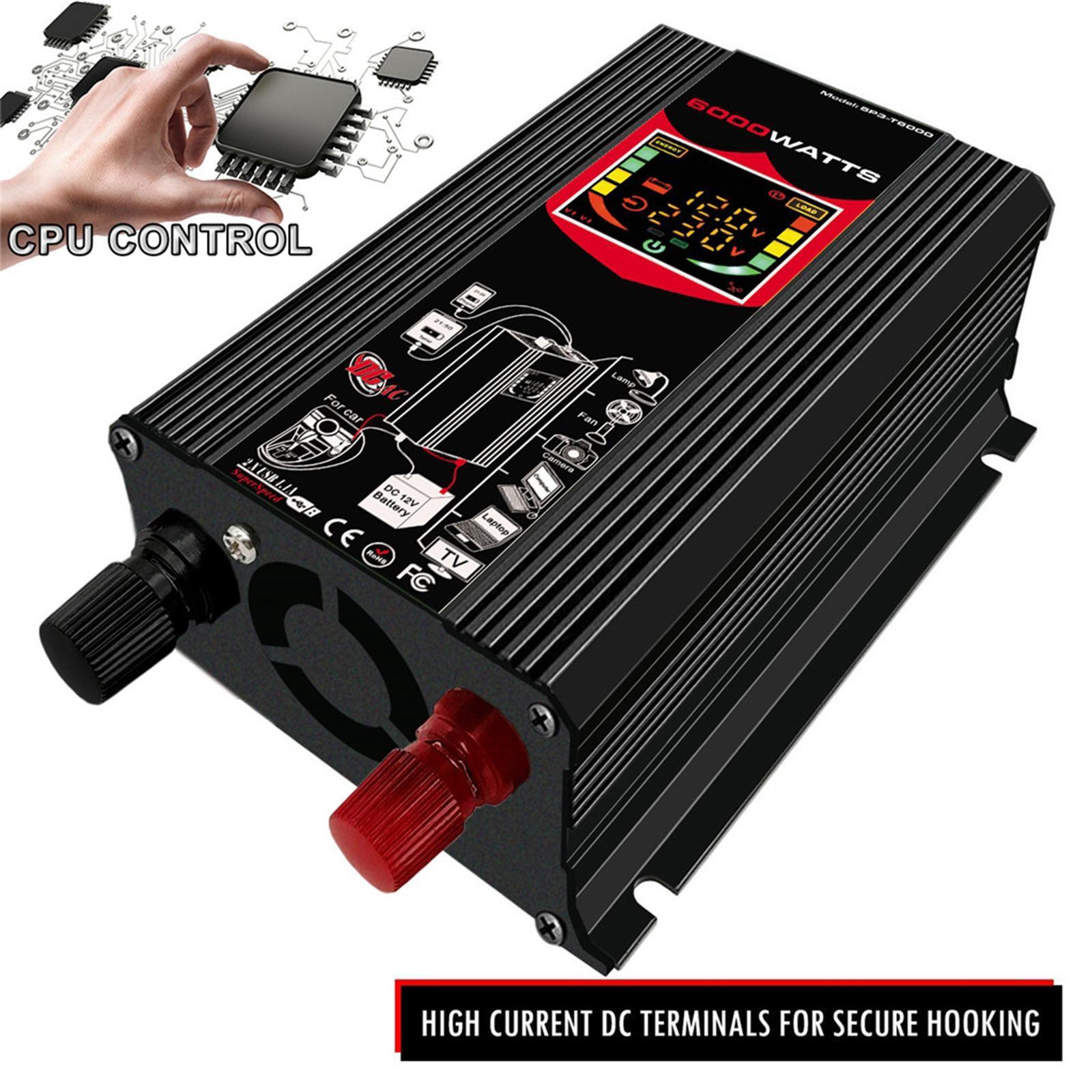 500W DC 12V /220V Inverter with 2 USB Charging Ports, Power Converter with 2 AC Outlets Battery Clip Charger, Car Adapter