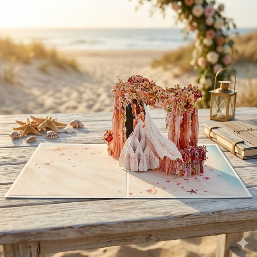 BST Thiệp Cưới 3D Pop Up Cổng Hoa Cưới – Thiệp Chúc Mừng Đám Cưới, Thiệp Wedding Sang Trọng, Lãng Mạn