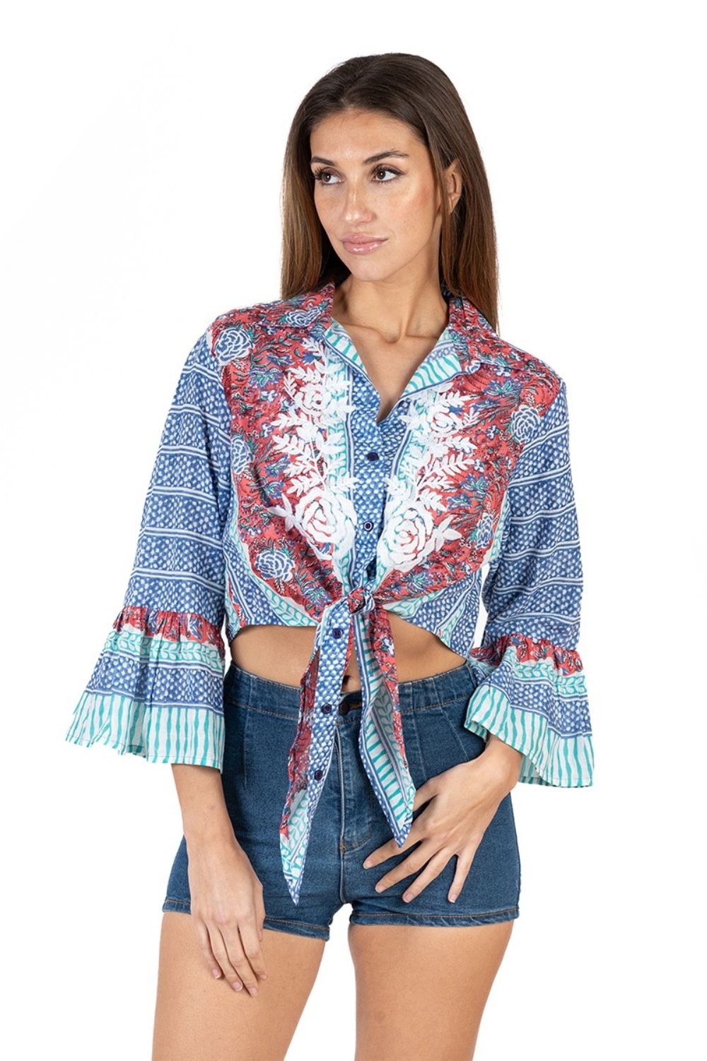 Áo Boho Hoa Nổi Cotton Isla Bonita