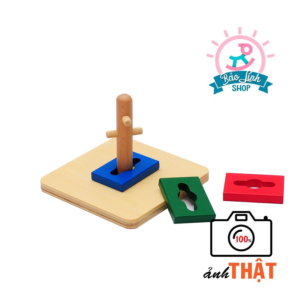Đồ chơi gỗ cho bé 1 tuổi - Luồn cọc đơn - Giáo cụ Montessori 0-3 - BẢN CHUẨN - Kèm QUÀ TẶNG