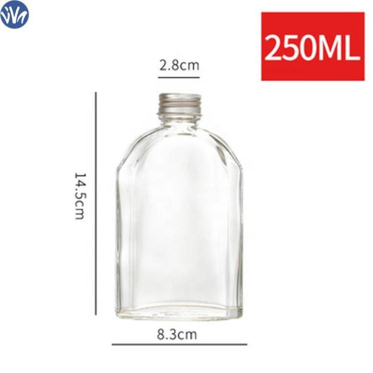 CHAI THỦY TINH VUÔNG 250ML DÁNG DẸT ĐỰNG SINH TỐ, CAFE, RƯ.ỢU
