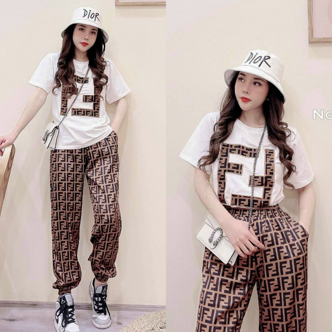 SÉT BỘ THỜI TRANG THÊU CÁ TÍNH - XL - Trắng