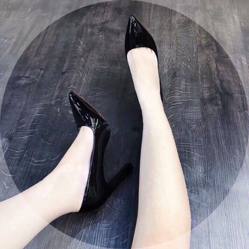 GIÀY CAO GÓT DA BÓNG GÓT TRỤ NHỎ 2 MÀU - 8P