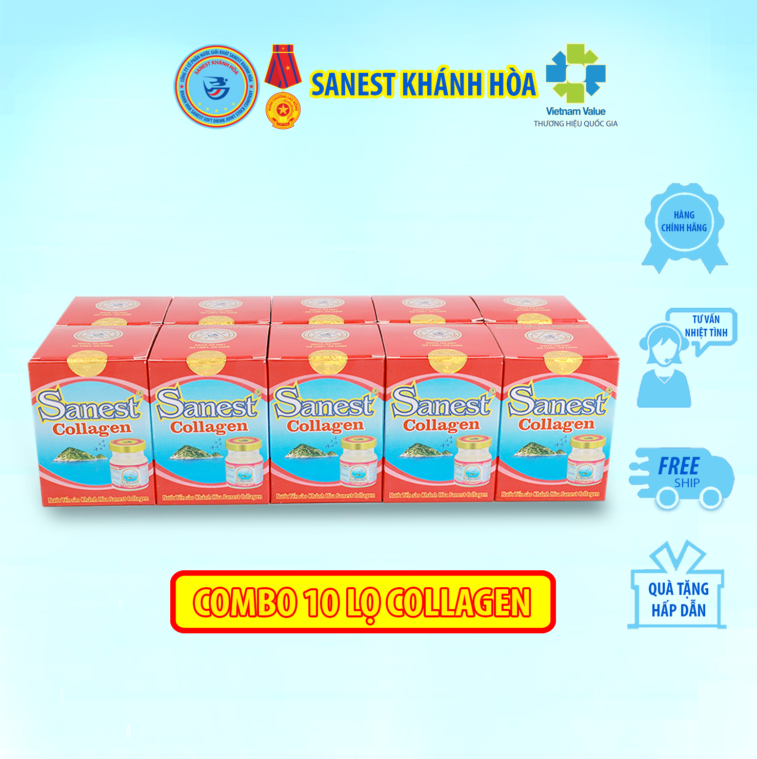Nước Yến sào Khánh Hòa Sanest Collagen đóng lọ 70ml