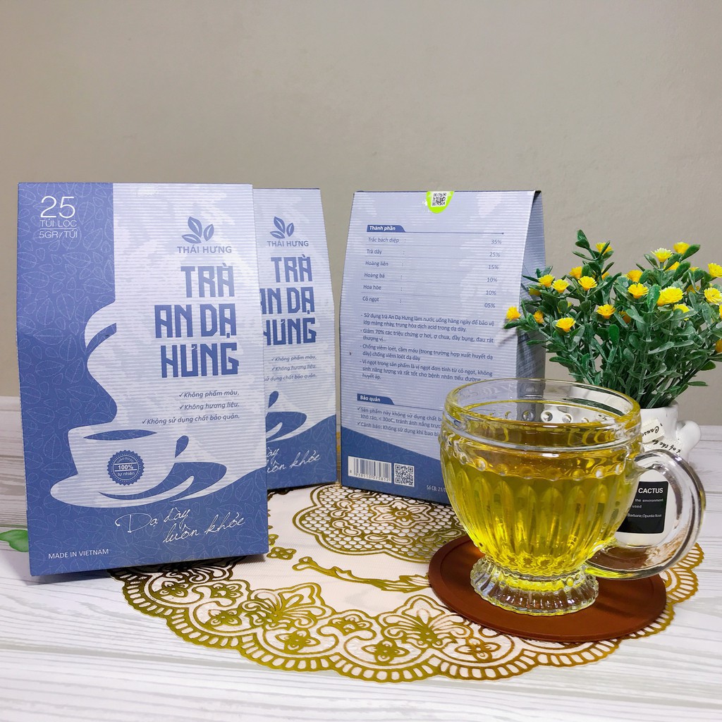 Combo 04 hộp Trà An Dạ Hưng Giảm ợ hơi, ợ chua, đầy bụng, đau rát thượng vị - Chống viêm loét, cầm máu dạ dày