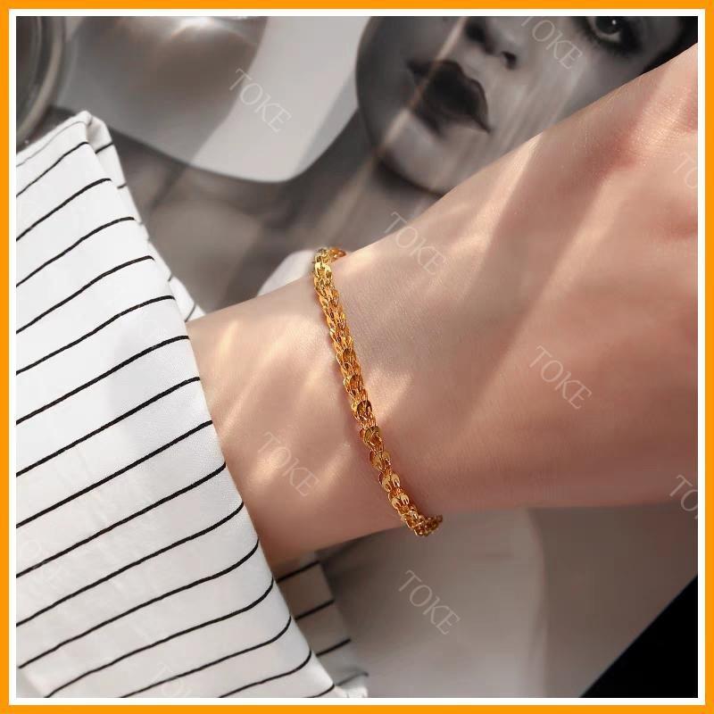 Lắc tay titan nữ không gỉ không đen Vòng tay đẹp trang sức titan Hàn Quốc