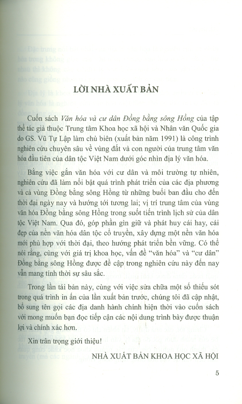 Văn Hoá Và Cư Dân Đông Bằng Sông Hồng - Vũ Tự Lập chủ biên
