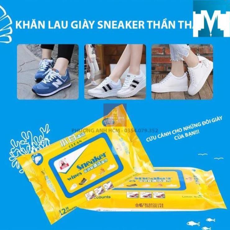 Gói 12 Tờ Khăn Giấy Ướt Lau Giày Sneaker, Giày Thể Thao Nam Nữ, Balo, Túi Xách