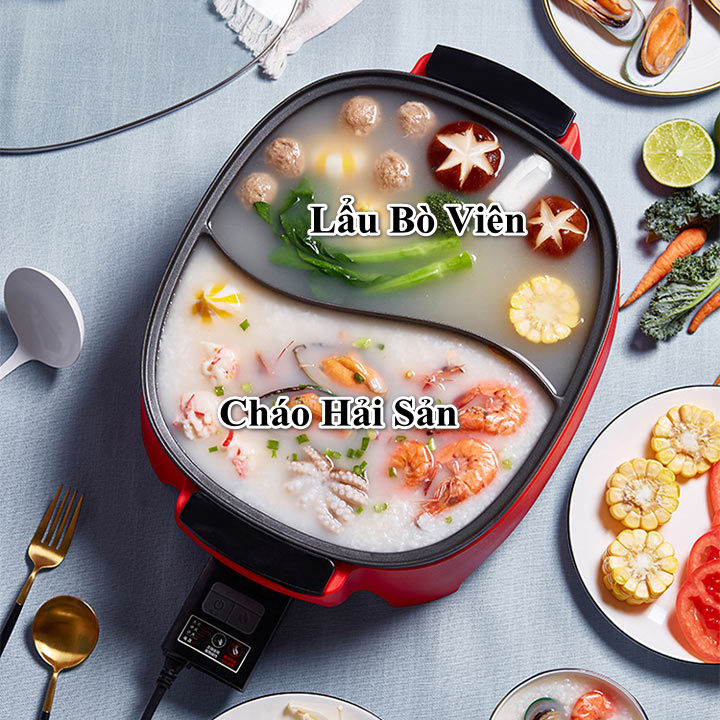 Nồi lẩu điện 2 ngăn đa năng Liven DHG-600BY dung tích 6 lít Hàng Chính Hãng