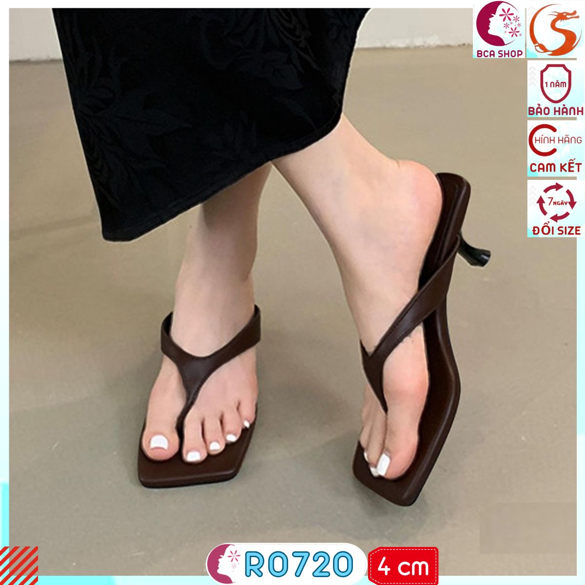 Dép Xỏ Ngón Thời Trang Cao Gót 4p RO720 ROSATA tại BCASHOP Thiết Kế Tinh Tế Phù Hợp Cho Công Sở Hay Dạo Phố