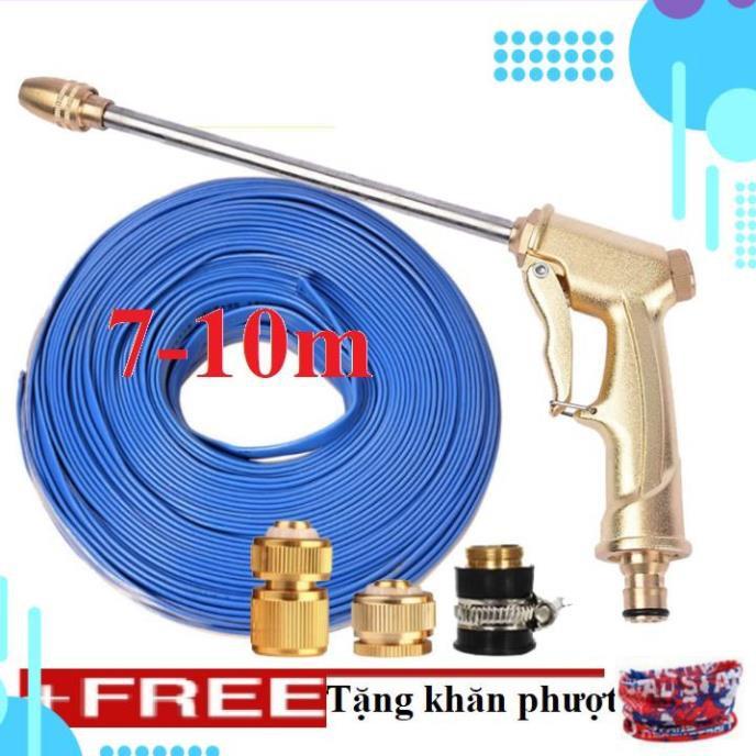 Bộ dây vòi xịt ️bơm nước phun sương️ , tăng áp 3 lần, loại 7m, 10m 206701-3 đầu đồng, cút đồng, + khăn phượt