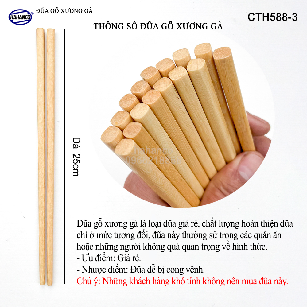 Combo 30 Đôi Đũa Xương Gà Quán Ăn Nhà Hàng - Giá Xưởng (Bán Buôn) - CTH588-3