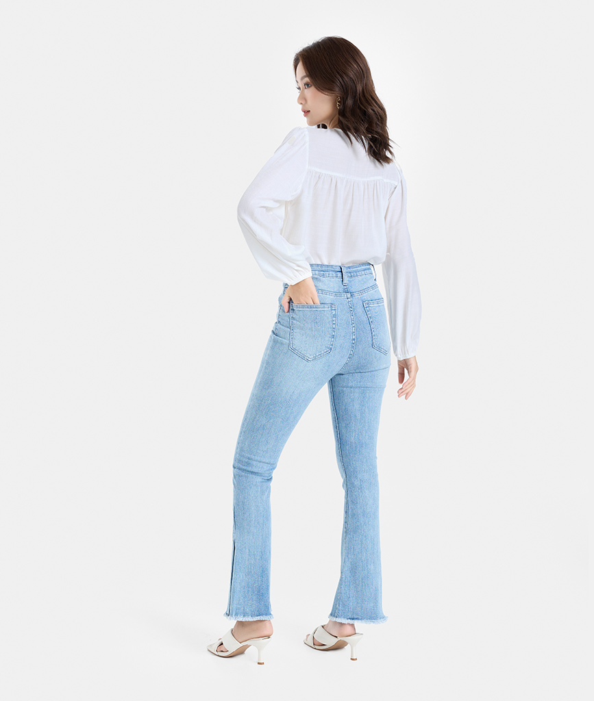 Quần Jeans Dài Nữ Thời Trang HNOSS Kiểu Dáng Ống Loe HNQDA030