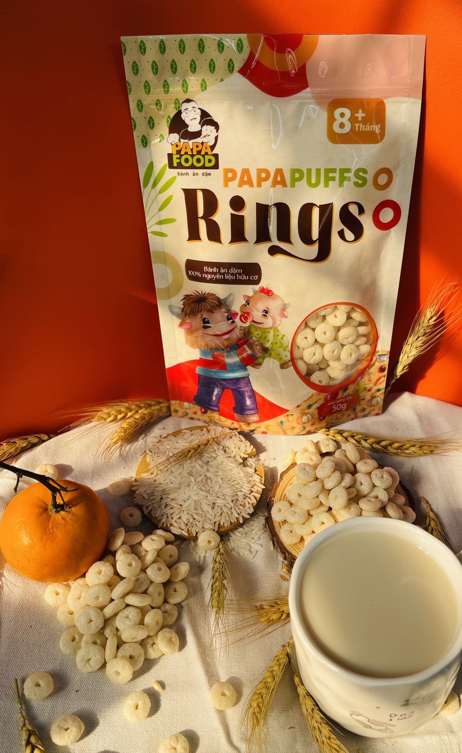 Bánh ăn dặm PAPAFOOD PAPAPUFFS RINGS - 100% Nguyên Liệu Hữu Cơ