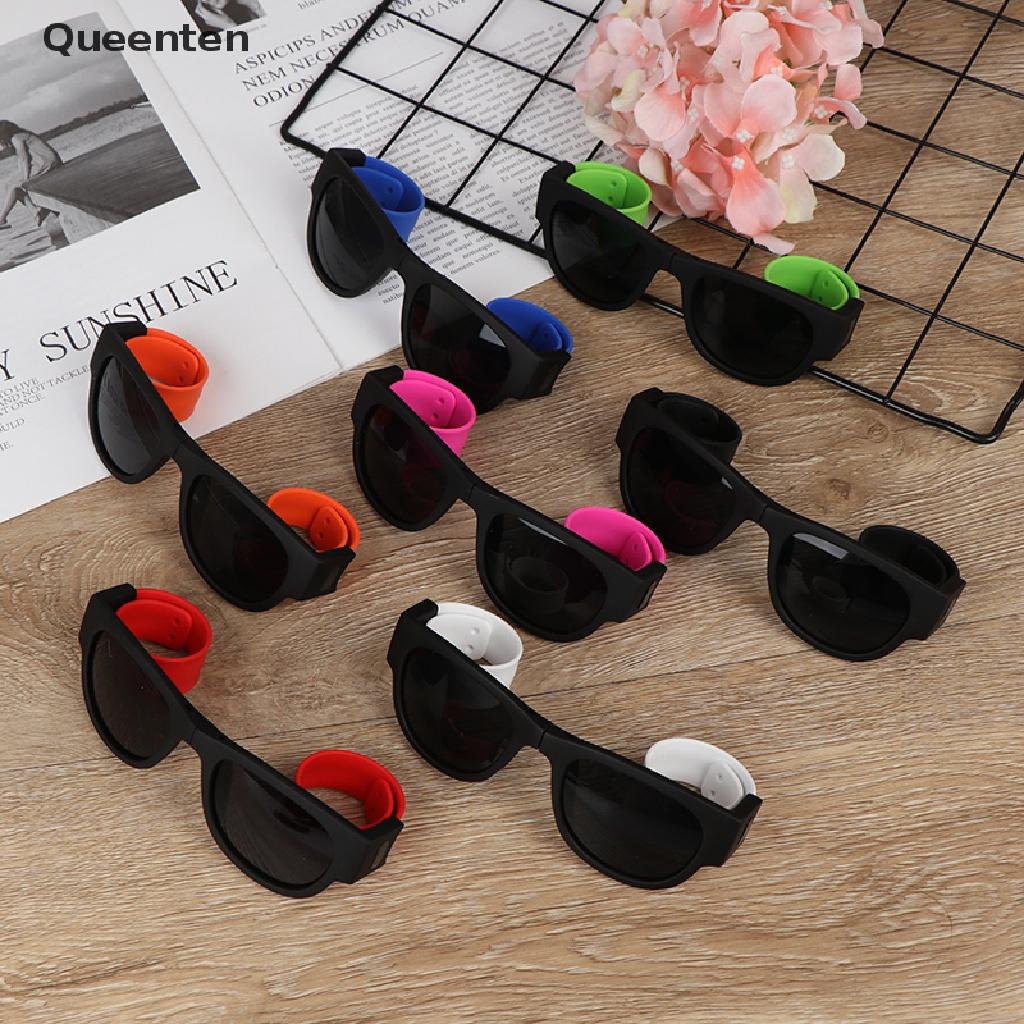 Queenten 1 Pcs Polarized Folding Sunglasses UV400 Slap Sport Foldable Wristband Shades QT