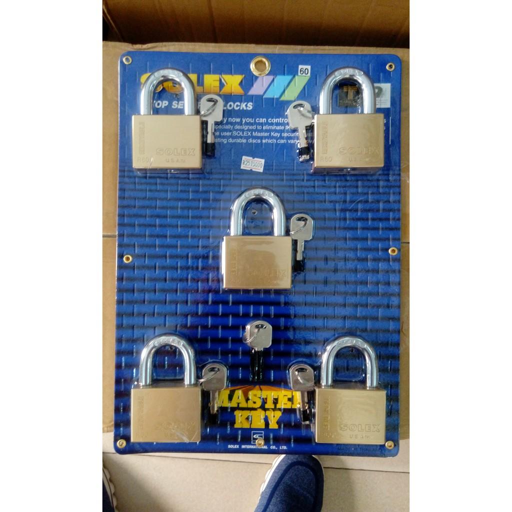 Bộ 5 ổ khóa Solex R60 thân đồng 60mm 4 chìa chủ Master key - MSOFT