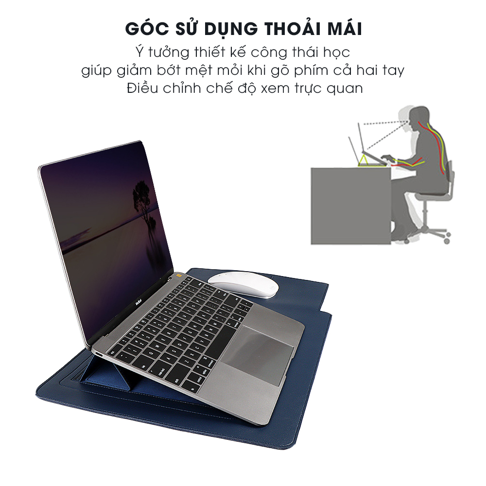 Túi Da Đựng Laptop Chống Sốc Kiêm Giá Đỡ Đa Năng