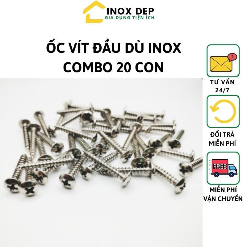 ỐC VÍT ĐẦU DÙ INOX COMBO 20 CON,BẮN TƯỜNG ,BÊ TÔNG ,GỖ, 4.0 x 25mm,CHẮC CHẮN.