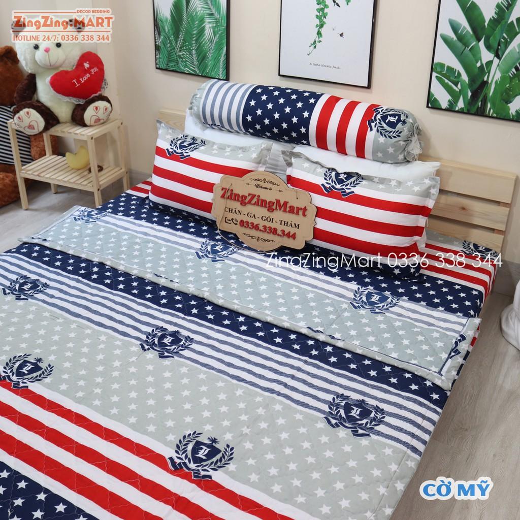 Set chăn hè Tam Giác Ghi thương hiệu Cotton poly 5 món